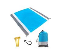 ALCXAZS Couverture de plage de poche imperméable pliable pique-nique sol tapis anti-sable Camping voyage vacances tapis jeu sport, Gris Blanc Bleu