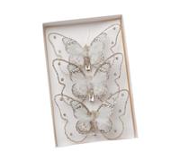 ALCXAZS Décorations de Noël en forme de papillons scintillants et élégants, 3 pièces, ambiance rêve pour les espaces vacances, que ce soit sur des branches, Champagne, 11.5 x 2 x 10 cm