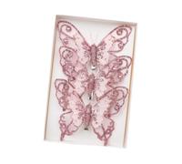 ALCXAZS Décorations de Noël en forme de papillons scintillants et élégants, 3 pièces, ambiance rêve pour les espaces vacances, que ce soit sur des branches, rose, 11.5 x 2 x 10 cm