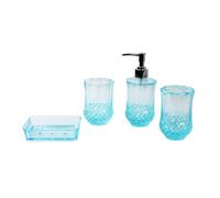 ALCXAZS Distributeur de lotion Portable, porte-brosse à dents, pour comptoir, vanité, hôtel, 4 pièces, Bleu