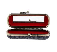 ALCXAZS Étui à à lèvres, boîte Bijoux et Coffret Maquillage - Un étui élégant et raffiné avec Miroir, idéal pour Un Rendez-Vous Galant. Porte-, Noir Bleu