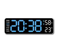 ALCXAZS Horloge murale rectangulaire pour salon, avec alarme multifonctionnelle et affichage de la température, 3.2 réglages de réveil, Date la semaine, Style 1