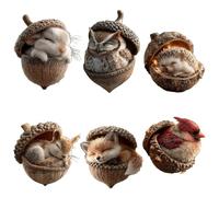 ALCXAZS Lot de 6 décorations Plates 2D représentant des Animaux de la forêt, légères et réutilisables Toute l'année pour décorer Les sapins de Noël