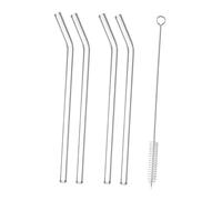 ALCXAZS Pailles en verre réutilisables et durables, transparentes et faciles à nettoyer, lot de quatre, pour jus, lait, café et boissons chaudes froides. Pailles de rechange en verre, StyleB