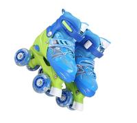 ALCXAZS Patins à roulettes pour Enfants, avec Roue en Caoutchouc PU Full Flash, Confortables et Respirants, Peuvent Facilement Ajuster la Taille de la Chaussure adaptée, Bleu, Pas de Paillettes