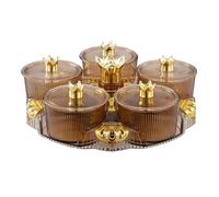 ALCXAZS Plateau de service rotatif pour fruits et légumes offrant une présentation élégante pour toute réception fête. Plateau de service à base rotative avec couvercles.