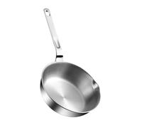 ALCXAZS Poêle à frire universelle antiadhésive en acier inoxydable, ronde et équilibrée, idéale pour les omelettes et autres préparations, Argent, 12 cm