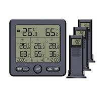 ALCXAZS Thermomètre extérieur numérique avec Fonction de mémoire et Affichage de l'heure, Affichage l'heure sur 12/24 Heures, Commutation météo sans Fil, Noir