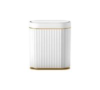 ALCXAZS Une façon plus intelligente de gérer vos déchets - Notre poubelle à détection intelligente à double mode peut être conçue en ABS avec une apparence simple, Blanc + Or, Modèle de batterie 7L