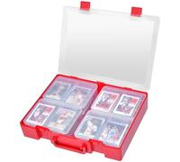 ALCYON Boîte de rangement pour cartes de baseball, de sport, en plastique rigide, compatible avec baseball/football/MTG/PM pour collectionneur (rouge)