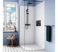 Alda Receveur de douche 120x80cm + Siphon Eslim90. Pierre de synthèse, blanc mat (ALD15-12080B-S)