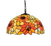 ALDDPWE Lustre de salle à manger Tiffany Corridor 16 pouces classique américain rétro style Tiffany fleur de soleil créativité suspension chambre restaurant vitrail lampe suspendue Keep it in mind