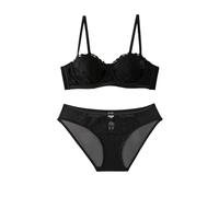 ALDOLA Ensemble Soutien Gorge Culotte Soutien Gorge avec Armature Soutiens Gorges Set Noir 2 Pièces Ensemble Femme Push Up Soutiens Gorges Culotte et Dentelle Taille:75D