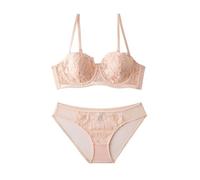 ALDOLA Ensemble Soutien Gorge Culotte Soutien Gorge avec Armature Soutiens Gorges Set Rose 2 Pièces Ensemble Femme Push Up Soutiens Gorges Culotte et Dentelle Taille:70C