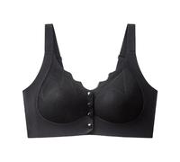 ALDOLA Soutien Gorge sans Armature Fermeture Devant Soutien Gorge sans Couture Noir Push up Dentelle Maintien Ferme Douceur et Confort au Quotidien Taille:100E