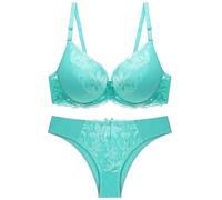 ALDOLA Soutiens Gorge Femme Vert Ensemble Soutien Gorge Soutien Gorge avec Armature Femme Soutien Gorge Emboîtant avec Armature Florale Dentelle Soutien-Gorge et String Confortable(Taille:95D)