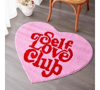 Aldopein Petit tapis mignon rose vif pour chambre à coucher, salle de bain, salon, dortoir universitaire, esthétique, en forme de cœur, Y2K, tapis de bain tendance et funky doux, antidérapant et