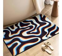 Aldopein Tapis de zone petit abstrait trippy 2x3 (61 x 91 cm), doux, fin, esthétique funky, glitch psychédélique ondulé tourbillon, tapis de salle de bain coloré noir blanc, tapis décoratifs lavables