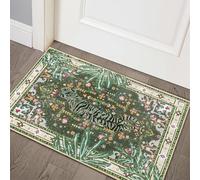 Aldopein Tapis d'entrée Oriental Tropical, Lavable, Vert grisâtre, bohème, Vintage, Hippie Vieilli pour Salle de Bain, Cuisine, entrée, intérieur, antidérapant, Motif Abstrait, botanique, Tribal