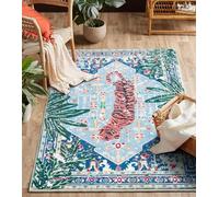 Aldopein Tapis Oriental Lavable - Style Bohème Vintage Jungle Tropicale - Fin pour Chambre, Cuisine, Salle à Manger, Salon, Bureau - Intérieur Vieilli - 152 x 213 cm