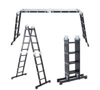 ALDORR 4x4 Professionnelle Échelle Pliante avec Plateforme - Aluminium de Haute Qualité - Polyvalente - Capacité de Charge Jusqu'à 150 kg - Pliable - Sûr et Fiable (EN131) - Échelle Extensible