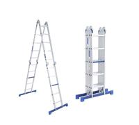 ALDORR 4x5 Échelle Pliante sans Plateforme - Aluminium de Haute Qualité - Polyvalente - Capacité de Charge Jusqu'à 150 kg - Pliable - Sûr et Fiable (EN131) - Échelle Extensible