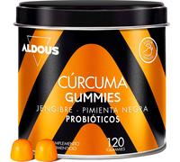 Curcuma avec Gingembre et Poivre Noir + PROBIOTIQUES - 2500mg - 120 gommes - Goût Naturel de Mangue et de Gingembre Épicé - Antioxydant, Anti-Inflammatoire - Curcumine, Curcuma Gingembre Poivre Noir