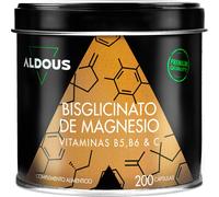 Bisglycinate de Magnésium - 200 Capsules - Vitamine C, B6, B5 - Magnésium hautement biodisponible - Vitamines pour la fatigue - Os et Articulations, Muscles - Glycinate de Magnésium - ALD