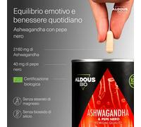 Aldous Supplément Organic Ashwagandha With Black Pepper Bio 250 Unités