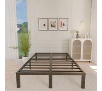 ALDRICH Cadre de lit California King size en métal de 30,5 cm - Double lattes en acier de base noir - Plate-forme Cali - Assemblage facile - Cadre de lit très résistant sans bruit - Pas besoin de