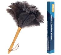 Aldwin Plumeau en Plumes d'autruche de 38,1 cm avec poignée en Bois réutilisable, plumeau en Plumes Naturelles duveteuses pour Fournitures de Nettoyage, Lavable, Clavier, Maison, Voiture, Bureau