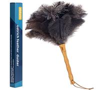 Aldwin Plumeau en Plumes d'autruche de 38,1 cm avec poignée en Bois réutilisable, plumeau en Plumes Naturelles duveteuses pour Fournitures de Nettoyage, Lavable, Clavier, Maison, Voiture, Bureau