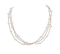 Aleasha Collier multi-rangs de fausses perles pour femme - Triple perle blanche - Chaîne en or rose - Collier tendance - Bijoux fantaisie - Cadeaux