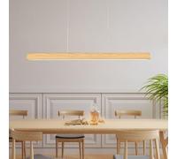 Aleaty Lampe suspendue de table à manger de lustre moderne LED Lustres de salle à thé de bureau avec télécommande Dimmable Design linéaire Lampe suspendue de salle à manger (bois, L150cm)