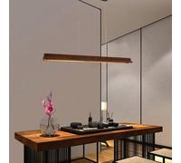 Aleaty Lampe suspendue de table à manger de lustre moderne LED Lustres de salle à thé de bureau avec télécommande Dimmable Design linéaire Lampe suspendue de salle à manger (bois de pêche, L100cm)