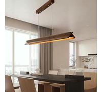 Aleaty Lampe suspendue de table à manger de lustre moderne LED Lustres de salle à thé de bureau avec télécommande Dimmable Design linéaire Lampe suspendue de salle à manger (bois de pêche, L120cm)