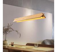 Aleaty Lampe suspendue de table à manger de lustre moderne LED Lustres de salle à thé de bureau avec télécommande Dimmable Design linéaire Lampe suspendue de salle à manger (bois, L80cm)