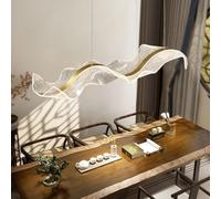 Aleaty table moderne pendentif LED hall de réception pendentif avec télécommande Dimming Tea Room suspension Wave plafonnier hauteur réglable pour Front Office Club Restaurant (L100cm)