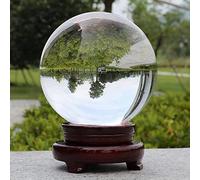 aleawol Boule de cristal K9 - 150 mm - Boule de cristal artificielle - Boule magique de guérison - Boule avec support en bois - Pour la méditation, la guérison, la photographie - Décoration
