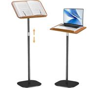 aleawol Support de livre réglable en hauteur de 80 à 130 cm, support de lecture en bois avec clips en papier, support pour livre de cuisine, support pour la lecture de partitions, recettes, iPad,