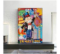 ALEC Monopoly Graffiti Art Argent peintures sur Le Mur Art Toile Affiches et Impressions Le Monde est à Vous Moderne Maison Photos 60x80cm (24x32in)