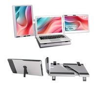 Alecewey F2 Extension d'écran d'ordinateur portable 35,6 cm Triple moniteur portable pour ordinateurs portables Angle complet avec support réglable Plug and Play Type-C/HDMI pour Windows, Mac