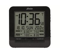 Alecto AK-20 Réveil numérique avec thermomètre - 4 alarmes programmables avec Fonction Snooze, Affichage de la température intérieure, rétroéclairage, Design Compact - Noir