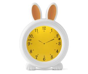 Alecto Baby BC100BUNNY Réveil pour Enfant - Lampe de Chevet Aide Les Enfants à Avoir Une Sensation de Temps - Veilleuse Stimule Les Enfants à Rester au lit - Veilleuse réglable - Blanc