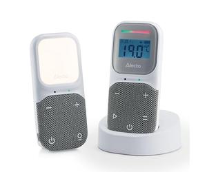 Alecto DBX140 - Écoute-bébé Moderne Full Eco Audio avec qualité sonore DECT Claire, écran et veilleuse - Blanc/Gris