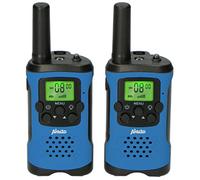 Alecto FR-115 Set de Deux Talkie Walkies pour Enfants - Walki Talki avec portée jusqu'à 7 kilomètres - 8 canaux - Lampe de Poche intégrée - Ecran éclairé - Bleu/Noir