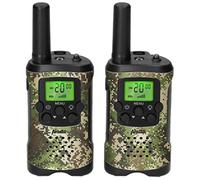 Alecto FR-115 - Set de Deux talkies - Walki Talki avec portée jusqu'à 7 kilomètres - Walky Talky 8 canaux - Lampe de Poche intégrée - écran éclairé - Camouflage