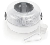 Alecto Stérilisateur à micro-ondes BW-04 pour jusqu'à 4 biberons de 150 ml, tire-lait, pots, tasses et couverts - Avec pince à biberon, blanc