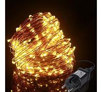ALED LIGHT Guirlande Lumineuse 22m 220LED, Blanc Chaud Fil de Cuivre Étanche IP44 avec Adapteur Alimentation, 24V Chaine de Lampe Décoration Extérieur/Intérieur pour Fête Jardin Maison Noël