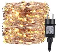 ALED LIGHT Guirlande Lumineuse 32M 320LED, 24V LED Fil de Cuivre Étanche IP65 avec Adapteur Alimentation, Chaine de Lampe Décoration Extérieur/Intérieur pour Noël Fête Jardin Maison(Blanc Chaud)